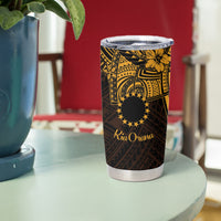 Kia Orana Cook Islands Tumbler Cup Circle Stars With Floral Gold Pattern LT01 - Polynesian Pride