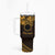 Kia Orana Cook Islands Tumbler With Handle Circle Stars With Floral Gold Pattern