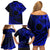 Kia Orana Cook Islands Family Matching Off Shoulder Short Dress and Hawaiian Shirt Circle Stars With Floral Navy Blue Pattern LT01 - Polynesian Pride