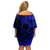 Kia Orana Cook Islands Off Shoulder Short Dress Circle Stars With Floral Navy Blue Pattern LT01 - Polynesian Pride