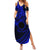 Kia Orana Cook Islands Summer Maxi Dress Circle Stars With Floral Navy Blue Pattern LT01 Women Blue - Polynesian Pride