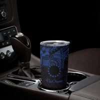 Kia Orana Cook Islands Tumbler Cup Circle Stars With Floral Navy Blue Pattern LT01 - Polynesian Pride