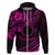 Kia Orana Cook Islands Hoodie Circle Stars With Floral Pink Pattern LT01 Zip Hoodie Pink - Polynesian Pride