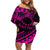 Kia Orana Cook Islands Off Shoulder Short Dress Circle Stars With Floral Pink Pattern LT01 Women Pink - Polynesian Pride