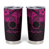 Kia Orana Cook Islands Tumbler Cup Circle Stars With Floral Pink Pattern LT01 Pink - Polynesian Pride