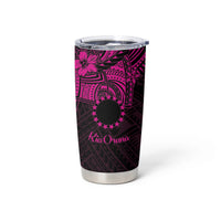 Kia Orana Cook Islands Tumbler Cup Circle Stars With Floral Pink Pattern LT01 - Polynesian Pride