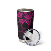 Kia Orana Cook Islands Tumbler Cup Circle Stars With Floral Pink Pattern LT01 - Polynesian Pride