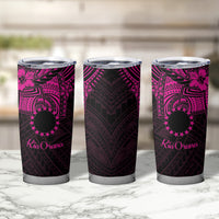 Kia Orana Cook Islands Tumbler Cup Circle Stars With Floral Pink Pattern LT01 - Polynesian Pride