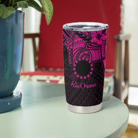 Kia Orana Cook Islands Tumbler Cup Circle Stars With Floral Pink Pattern LT01 - Polynesian Pride