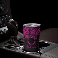 Kia Orana Cook Islands Tumbler Cup Circle Stars With Floral Pink Pattern LT01 - Polynesian Pride