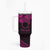 Kia Orana Cook Islands Tumbler With Handle Circle Stars With Floral Pink Pattern