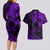 Kia Orana Cook Islands Couples Matching Long Sleeve Bodycon Dress and Hawaiian Shirt Circle Stars With Floral Purple Pattern LT01 - Polynesian Pride