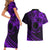 Kia Orana Cook Islands Couples Matching Short Sleeve Bodycon Dress and Hawaiian Shirt Circle Stars With Floral Purple Pattern LT01 - Polynesian Pride