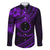 Kia Orana Cook Islands Family Matching Long Sleeve Bodycon Dress and Hawaiian Shirt Circle Stars With Floral Purple Pattern LT01 Dad's Shirt - Long Sleeve Purple - Polynesian Pride