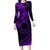 Kia Orana Cook Islands Family Matching Long Sleeve Bodycon Dress and Hawaiian Shirt Circle Stars With Floral Purple Pattern LT01 Mom's Dress Purple - Polynesian Pride