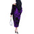 Kia Orana Cook Islands Off The Shoulder Long Sleeve Dress Circle Stars With Floral Purple Pattern LT01 - Polynesian Pride