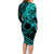 Kia Orana Cook Islands Family Matching Long Sleeve Bodycon Dress and Hawaiian Shirt Circle Stars With Floral Turquoise Pattern LT01 - Polynesian Pride