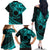 Kia Orana Cook Islands Family Matching Off Shoulder Long Sleeve Dress and Hawaiian Shirt Circle Stars With Floral Turquoise Pattern LT01 - Polynesian Pride