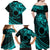 Kia Orana Cook Islands Family Matching Off Shoulder Maxi Dress and Hawaiian Shirt Circle Stars With Floral Turquoise Pattern LT01 - Polynesian Pride