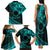 Kia Orana Cook Islands Family Matching Tank Maxi Dress and Hawaiian Shirt Circle Stars With Floral Turquoise Pattern LT01 - Polynesian Pride