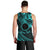 Kia Orana Cook Islands Men Tank Top Circle Stars With Floral Turquoise Pattern LT01 - Polynesian Pride