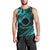 Kia Orana Cook Islands Men Tank Top Circle Stars With Floral Turquoise Pattern LT01 - Polynesian Pride