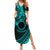 Kia Orana Cook Islands Summer Maxi Dress Circle Stars With Floral Turquoise Pattern LT01 Women Turquoise - Polynesian Pride