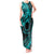 Kia Orana Cook Islands Tank Maxi Dress Circle Stars With Floral Turquoise Pattern LT01 Women Turquoise - Polynesian Pride