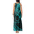 Kia Orana Cook Islands Tank Maxi Dress Circle Stars With Floral Turquoise Pattern LT01 - Polynesian Pride