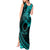 Kia Orana Cook Islands Tank Maxi Dress Circle Stars With Floral Turquoise Pattern LT01 - Polynesian Pride