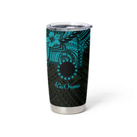 Kia Orana Cook Islands Tumbler Cup Circle Stars With Floral Turquoise Pattern LT01 - Polynesian Pride