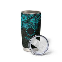 Kia Orana Cook Islands Tumbler Cup Circle Stars With Floral Turquoise Pattern LT01 - Polynesian Pride