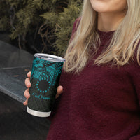 Kia Orana Cook Islands Tumbler Cup Circle Stars With Floral Turquoise Pattern LT01 - Polynesian Pride