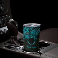 Kia Orana Cook Islands Tumbler Cup Circle Stars With Floral Turquoise Pattern LT01 - Polynesian Pride