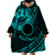 Kia Orana Cook Islands Wearable Blanket Hoodie Circle Stars With Floral Turquoise Pattern LT01 - Polynesian Pride