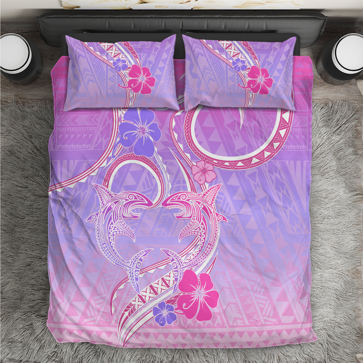 Polynesian Shark Valentine Bedding Set Sweet Unique Version LT01 Pink - Polynesian Pride
