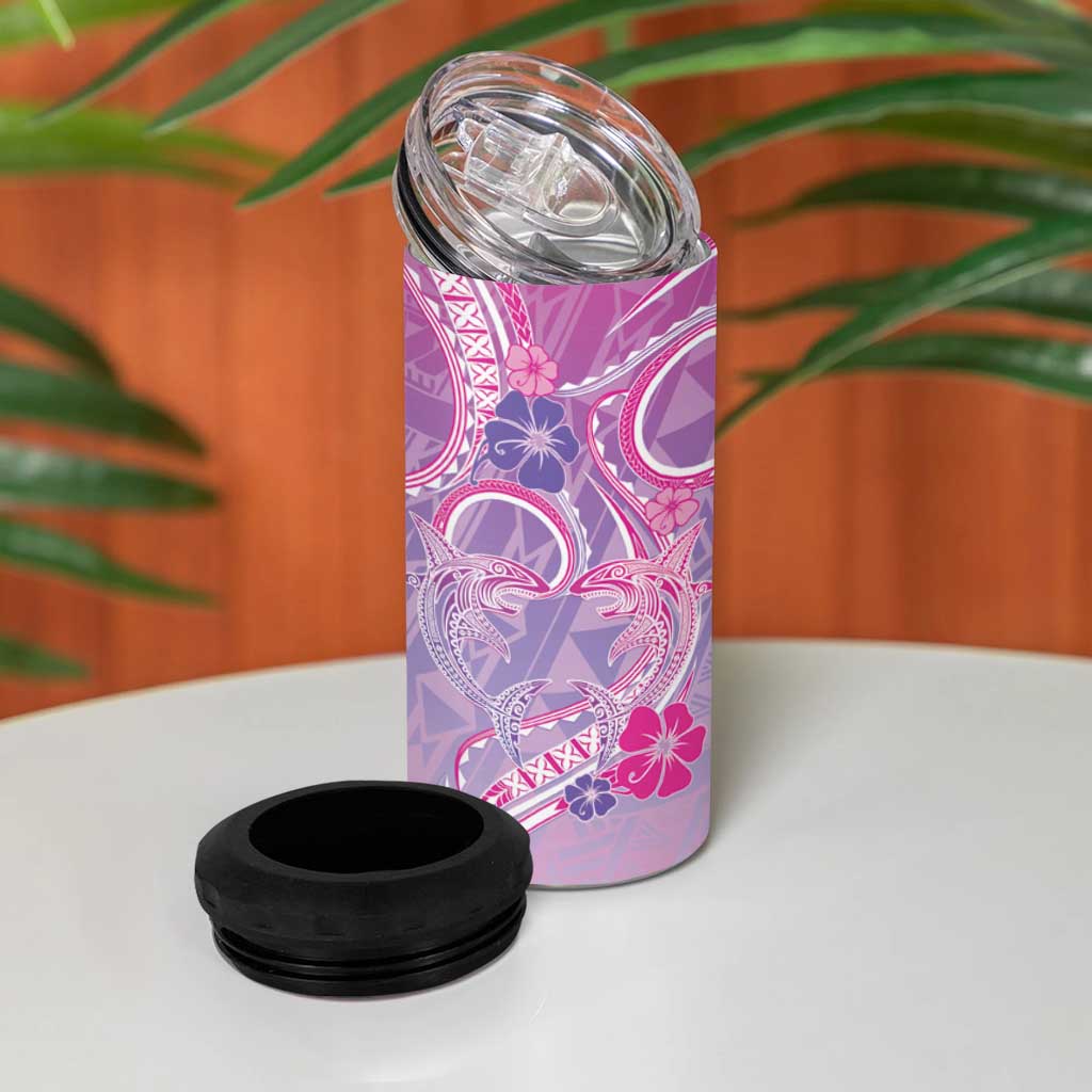 Polynesian Shark Valentine 4 in 1 Can Cooler Tumbler Sweet Unique Version LT01 - Polynesian Pride