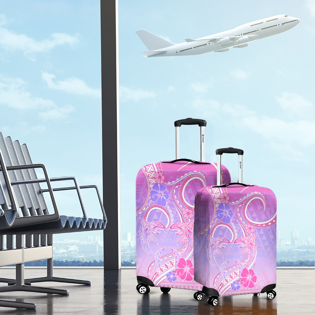Polynesian Shark Valentine Luggage Cover Sweet Unique Version LT01 - Polynesian Pride