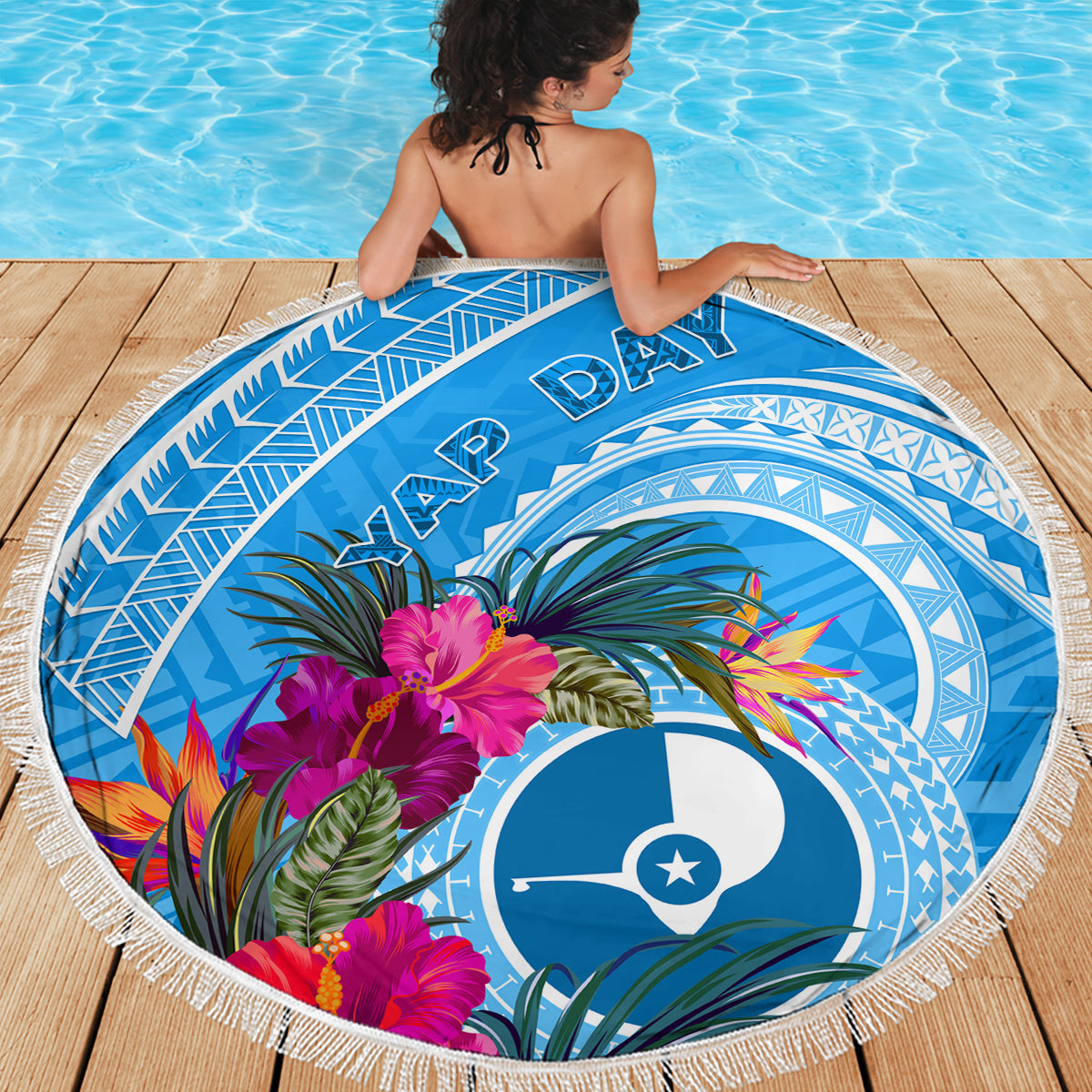 Yap Day Beach Blanket Nam nu Waqab Tropical Flower LT01 - Polynesian Pride