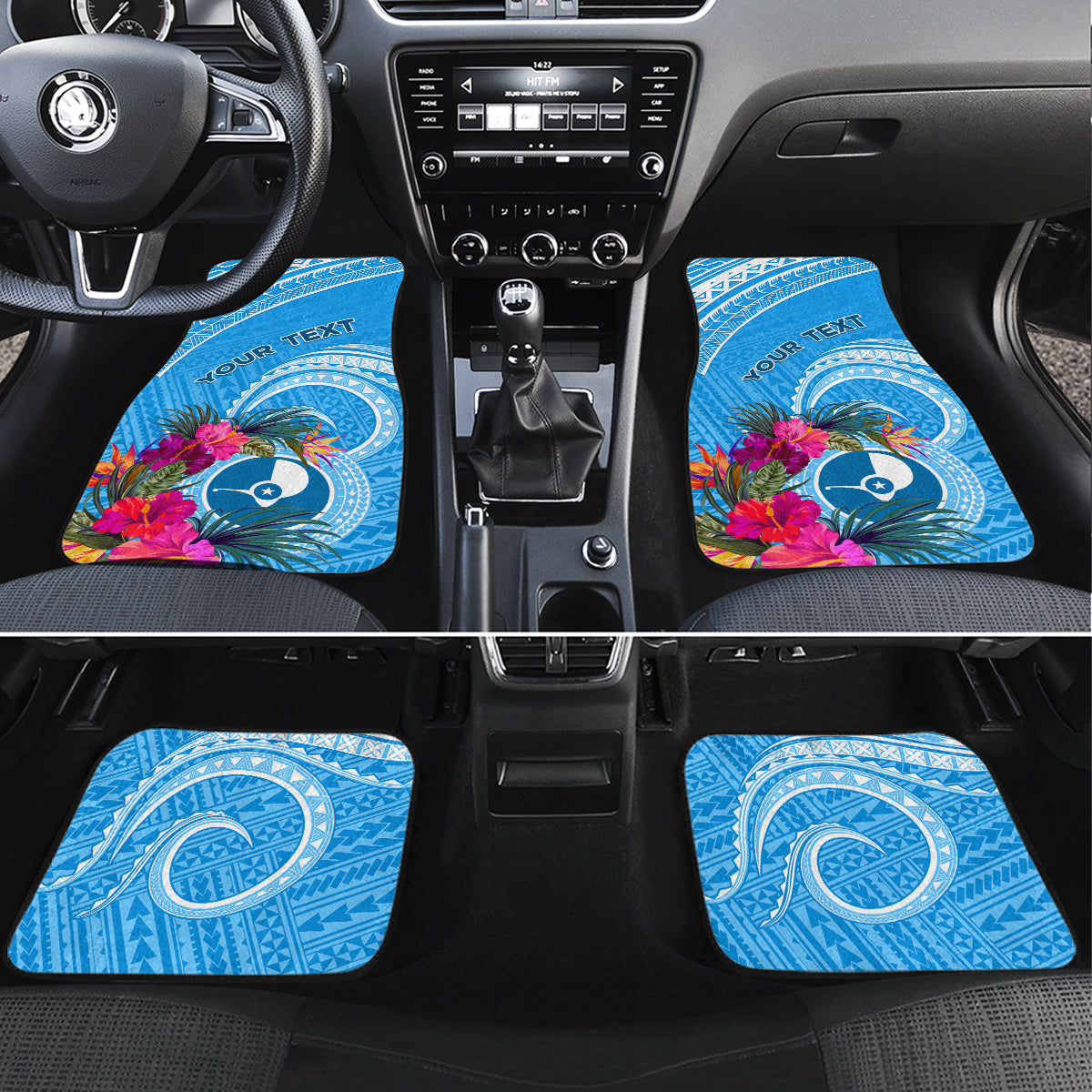 Yap Day Car Mats Nam nu Waqab Tropical Flower LT01 Set 4pcs Blue - Polynesian Pride