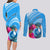 Yap Day Couples Matching Long Sleeve Bodycon Dress and Long Sleeve Button Shirt Nam nu Waqab Tropical Flower LT01 - Polynesian Pride