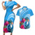 Yap Day Couples Matching Short Sleeve Bodycon Dress and Hawaiian Shirt Nam nu Waqab Tropical Flower LT01 Blue - Polynesian Pride