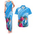 Yap Day Couples Matching Tank Maxi Dress and Hawaiian Shirt Nam nu Waqab Tropical Flower LT01 Blue - Polynesian Pride