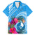 Yap Day Family Matching Off Shoulder Short Dress and Hawaiian Shirt Nam nu Waqab Tropical Flower LT01 Dad's Shirt - Short Sleeve Blue - Polynesian Pride