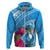 Yap Day Hoodie Nam nu Waqab Tropical Flower LT01 Zip Hoodie Blue - Polynesian Pride