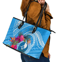Yap Day Leather Tote Bag Nam nu Waqab Tropical Flower LT01 - Polynesian Pride