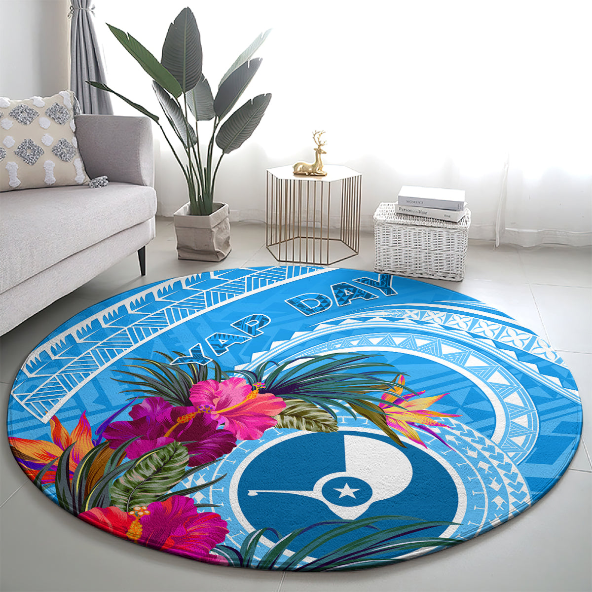 Yap Day Round Carpet Nam nu Waqab Tropical Flower LT01 - Polynesian Pride
