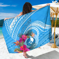 Yap Day Sarong Nam nu Waqab Tropical Flower LT01 One Size 44 x 66 inches Blue - Polynesian Pride
