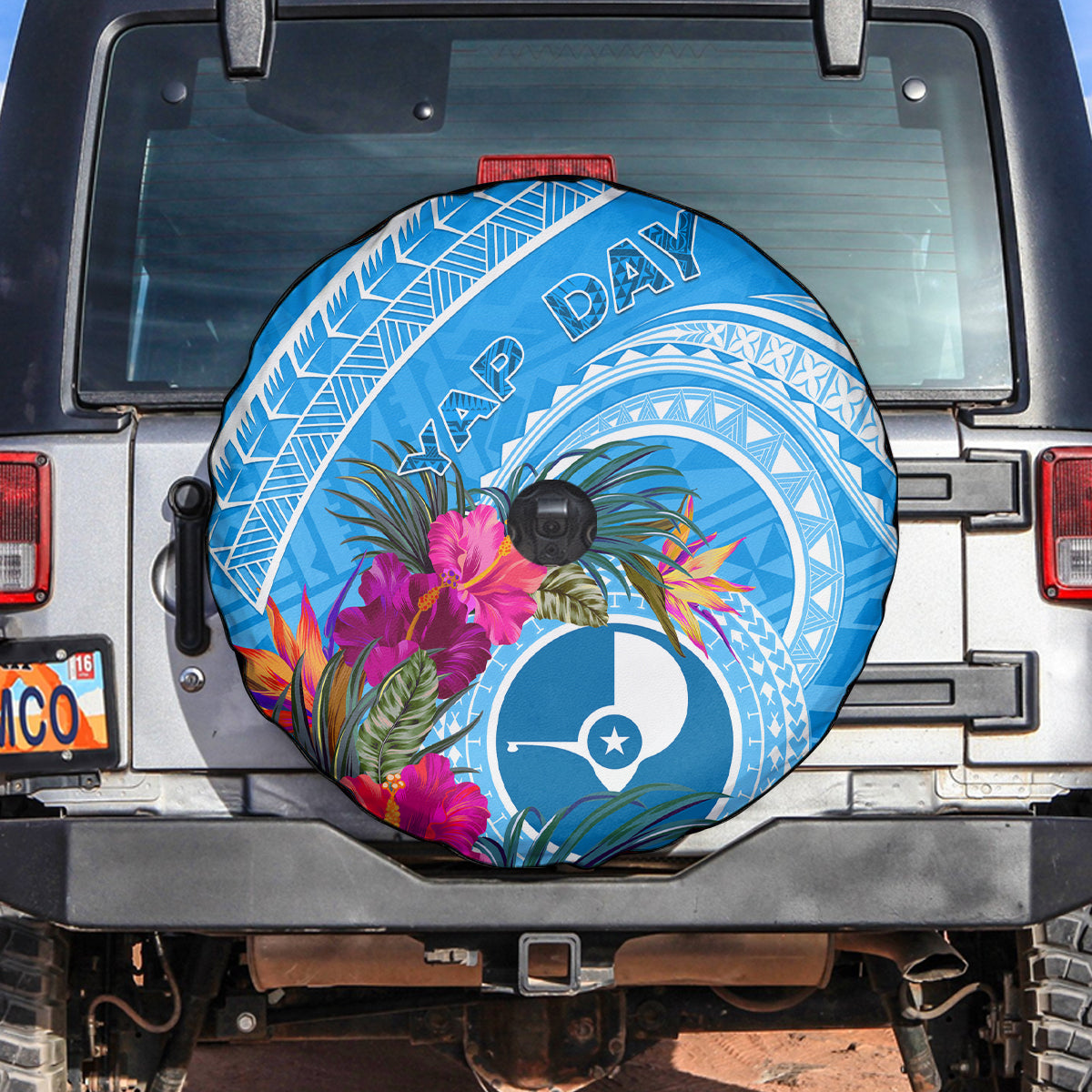 Yap Day Spare Tire Cover Nam nu Waqab Tropical Flower LT01 Blue - Polynesian Pride