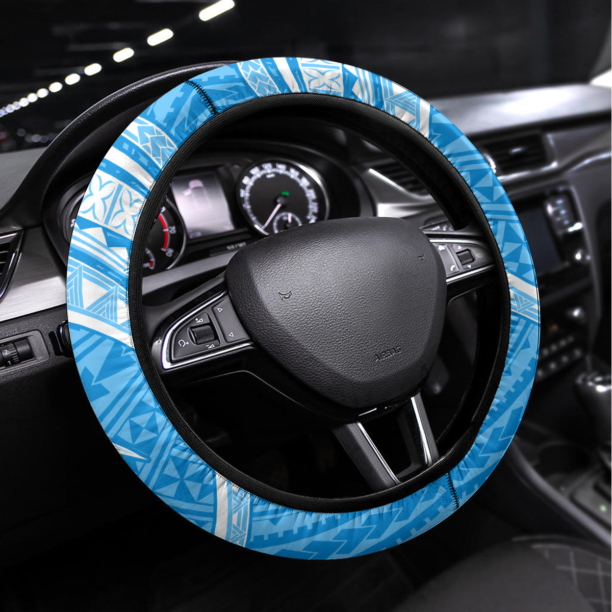 Yap Day Steering Wheel Cover Nam nu Waqab Tropical Flower LT01 Universal Fit Blue - Polynesian Pride